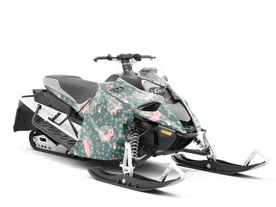 Flowery Friends Animal Custom Wrapped Snowmobile