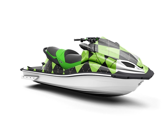 Avocado Tone Argyle Jet Ski Vinyl Customized Wrap