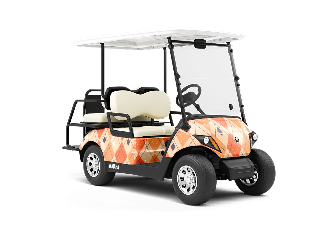 Pumpkin Harvest Argyle Wrapped Golf Cart