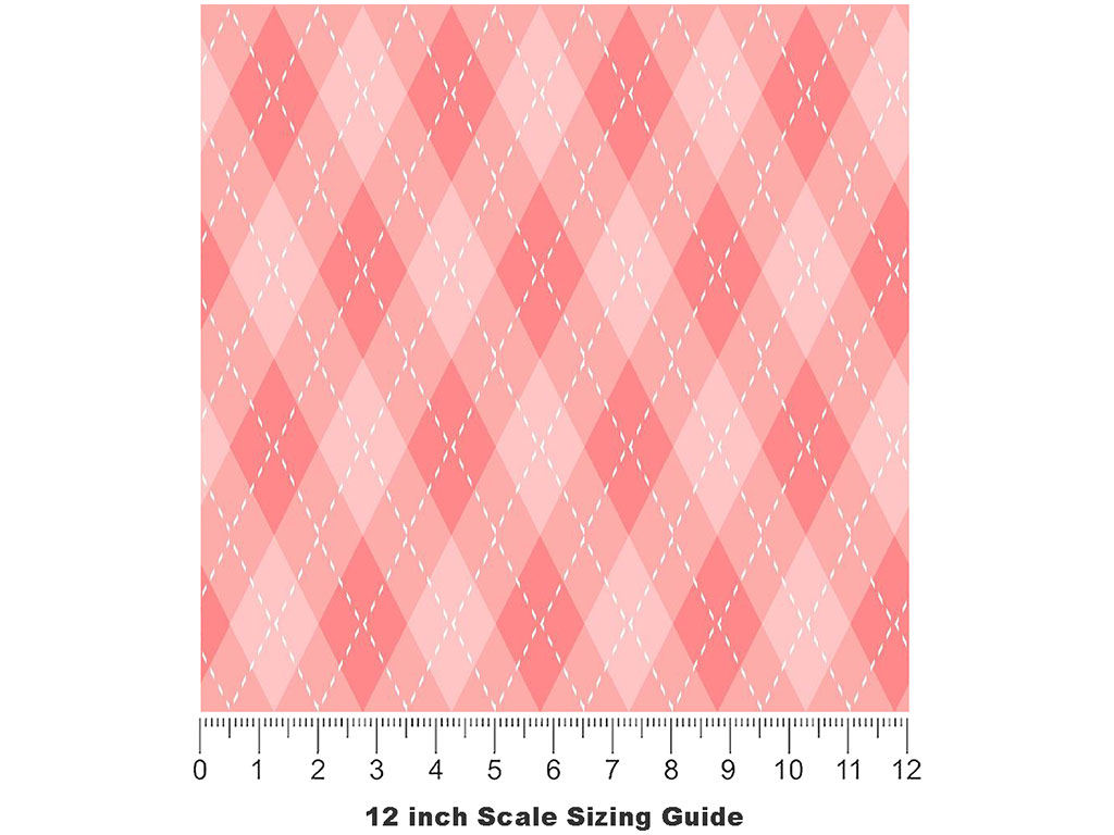 Watermelon Juice Argyle Vinyl Film Pattern Size 12 inch Scale