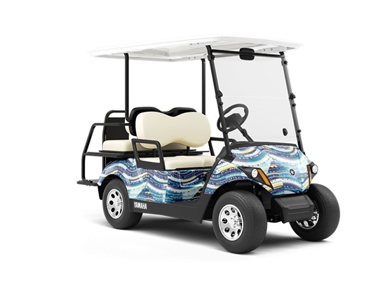 Water Static Art Deco Wrapped Golf Cart