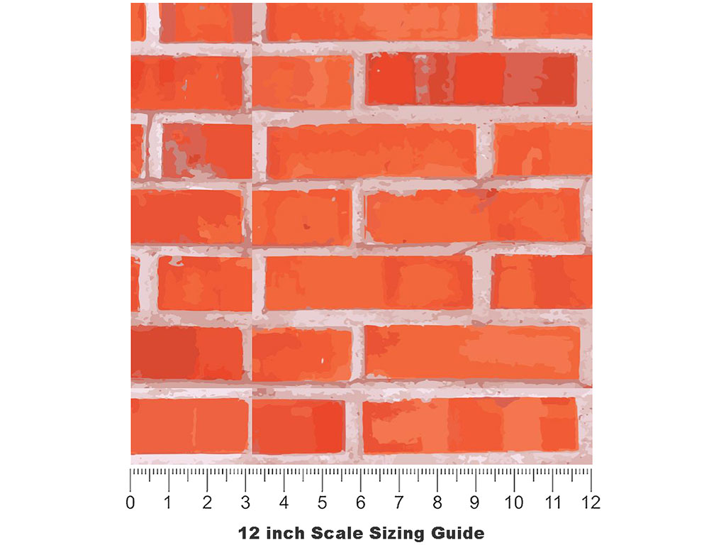 Vivid Red Brick Vinyl Film Pattern Size 12 inch Scale