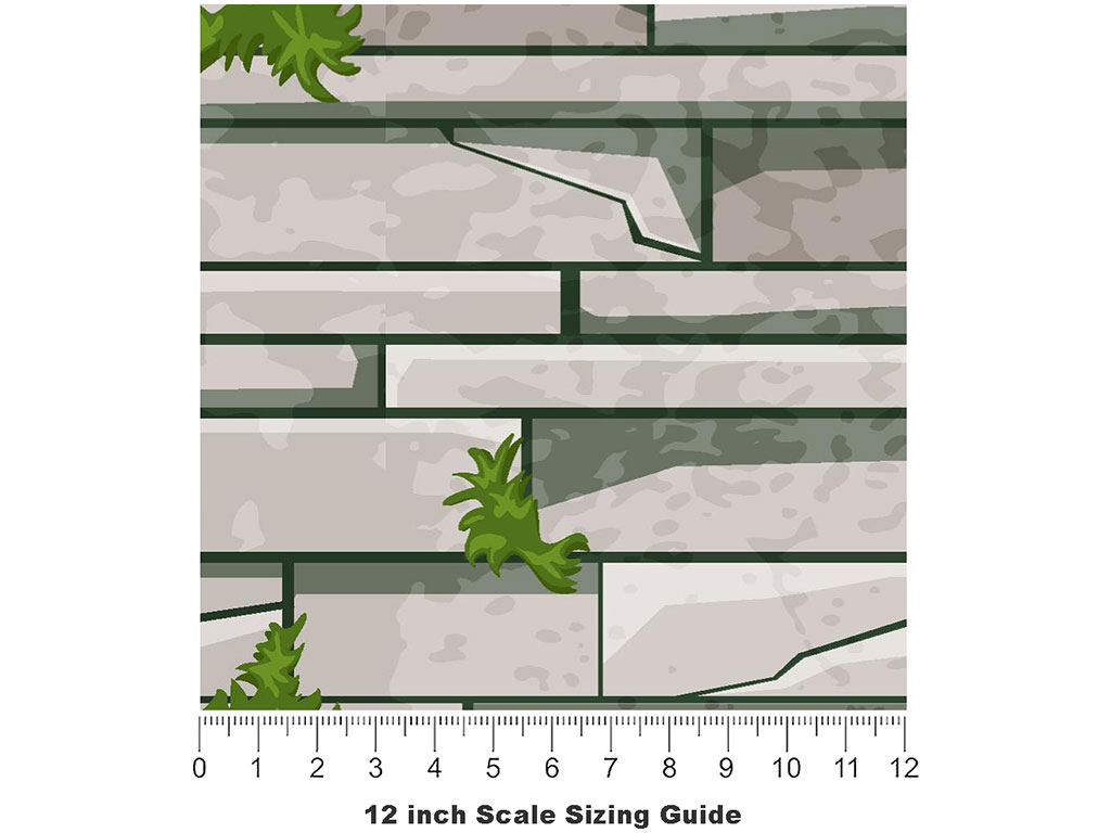 Mossy Grey Brick Vinyl Film Pattern Size 12 inch Scale