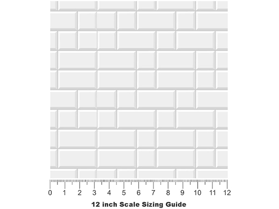 Stepped White Brick Vinyl Film Pattern Size 12 inch Scale