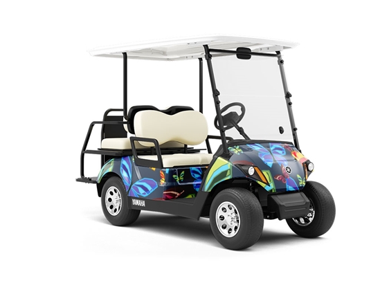 Blue Flutter Bug Wrapped Golf Cart