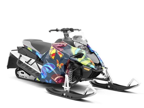 Blue Flutter Bug Custom Wrapped Snowmobile