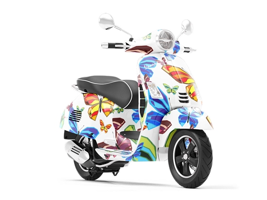 White Flutter Bug Vespa Scooter Wrap Film