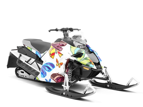 White Flutter Bug Custom Wrapped Snowmobile