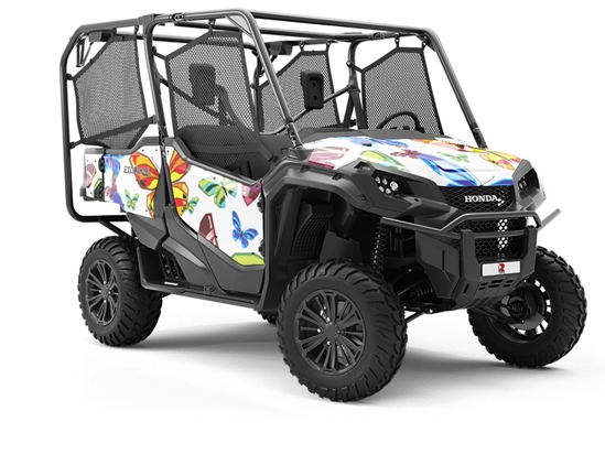 White Flutter Bug Utility Vehicle Vinyl Wrap