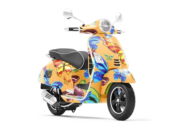 Yellow Flutter Bug Vespa Scooter Wrap Film