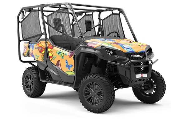 Yellow Flutter Bug Utility Vehicle Vinyl Wrap