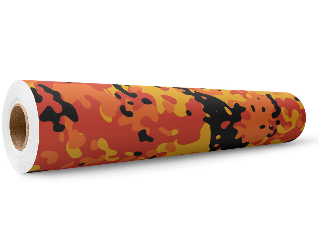 Rwraps™ Amber Flames Orange Camouflage Vinyl Wrap | Camo Print Car