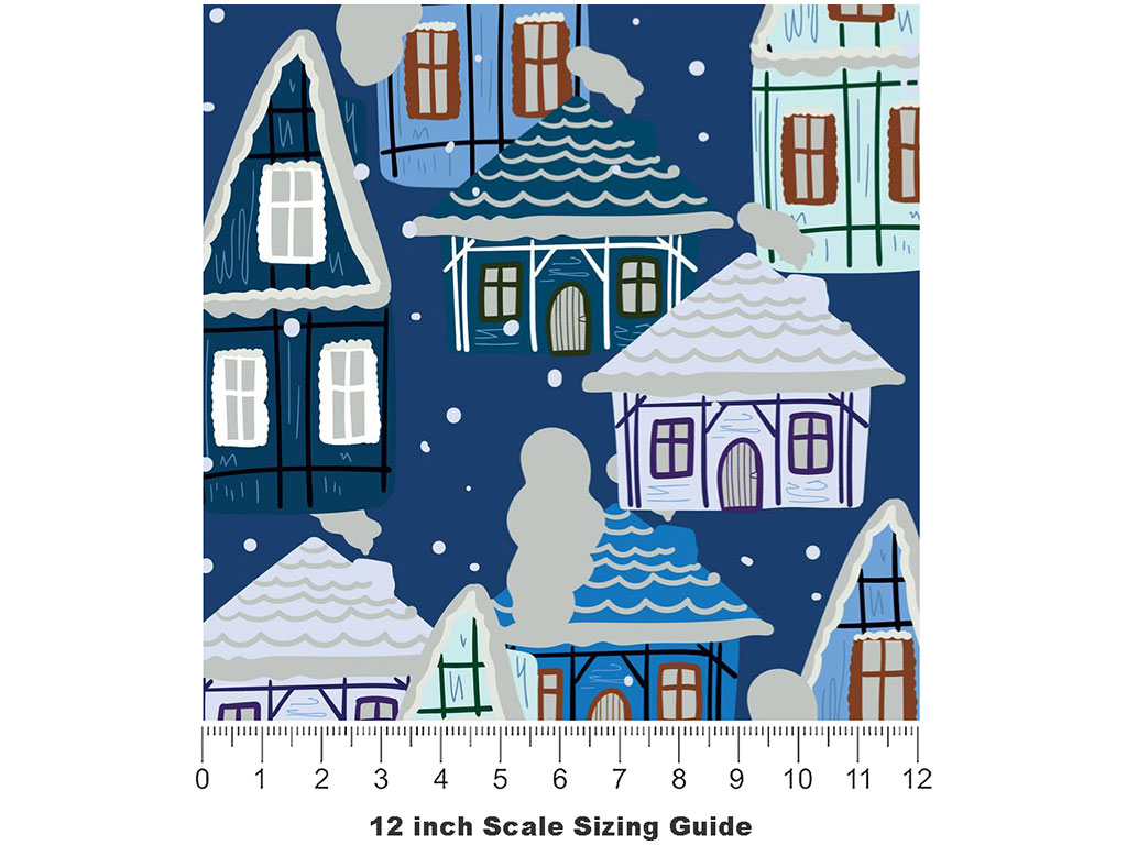 Cold Winter Cityscape Vinyl Film Pattern Size 12 inch Scale