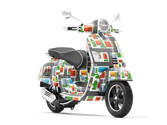 Running Errands Cityscape Vespa Scooter Wrap Film