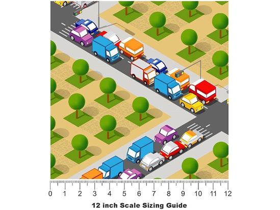 Rural Gridlock Cityscape Vinyl Film Pattern Size 12 inch Scale