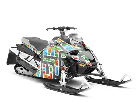 Strip Mall Cityscape Custom Wrapped Snowmobile