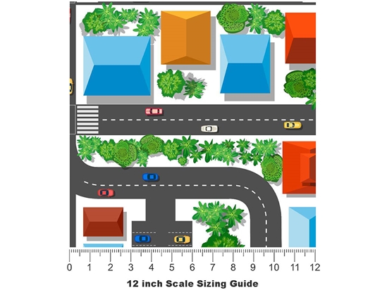 Strip Mall Cityscape Vinyl Film Pattern Size 12 inch Scale