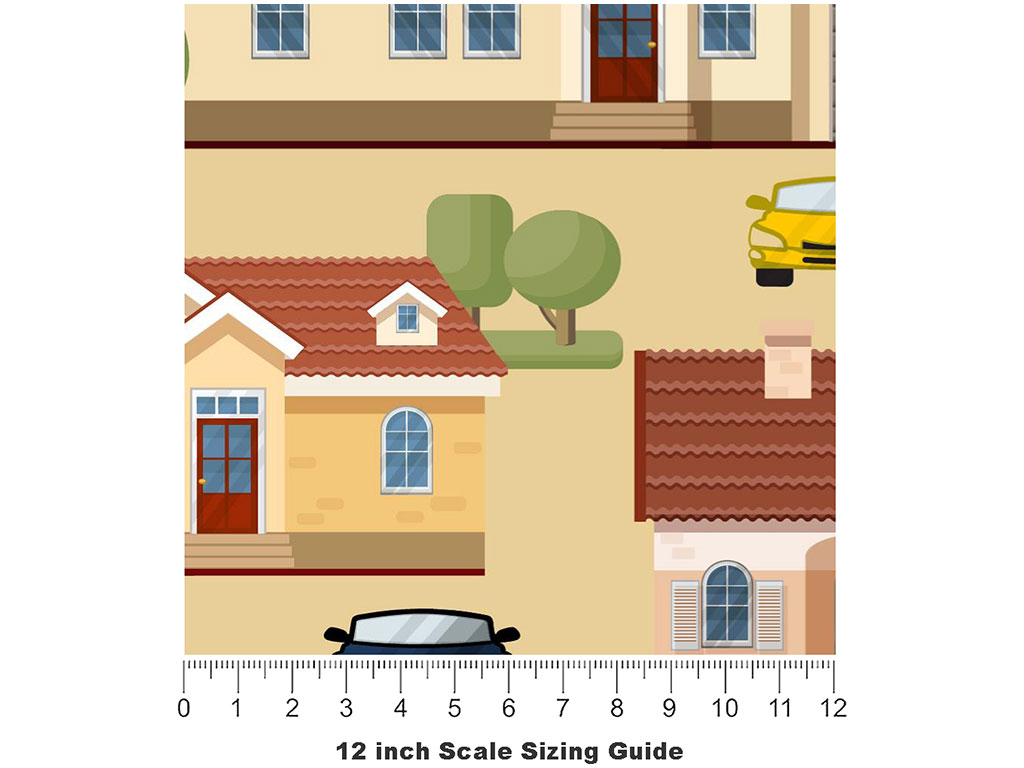 Upper Middle Class Cityscape Vinyl Film Pattern Size 12 inch Scale