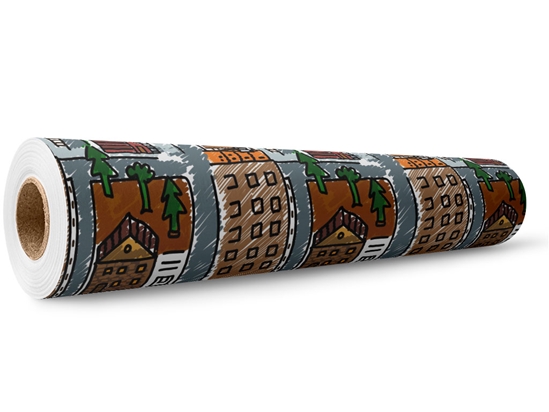 Warm Home Cityscape Wrap Film Wholesale Roll