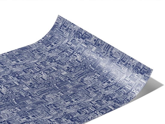 Blue Downtown Cityscape Vinyl Wraps