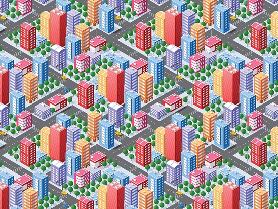 Commuting Downtown Cityscape Vinyl Wrap Pattern