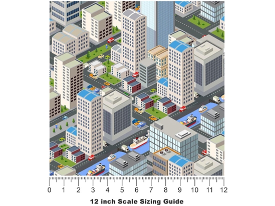 Downtown  Cityscape Vinyl Film Pattern Size 12 inch Scale