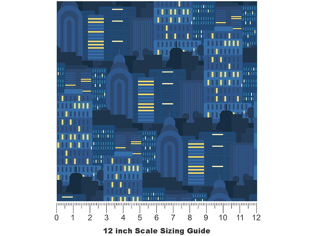 Evening Skyscrapers Cityscape Vinyl Film Pattern Size 12 inch Scale