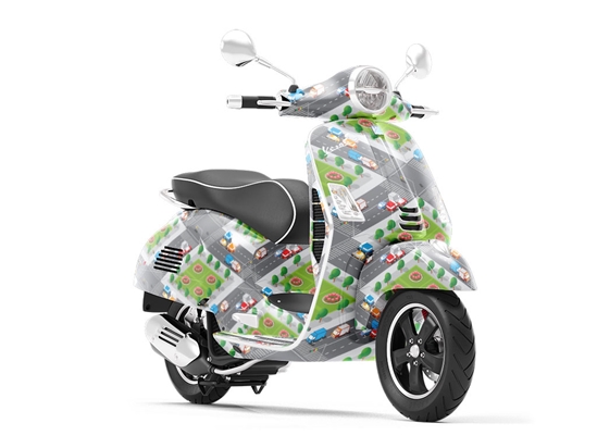 Four-Way Light Cityscape Vespa Scooter Wrap Film