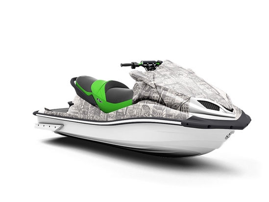 Gray Downtown Cityscape Jet Ski Vinyl Customized Wrap