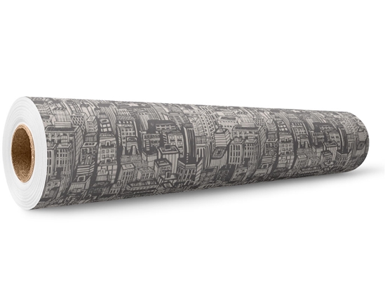 Gray Downtown Cityscape Wrap Film Wholesale Roll