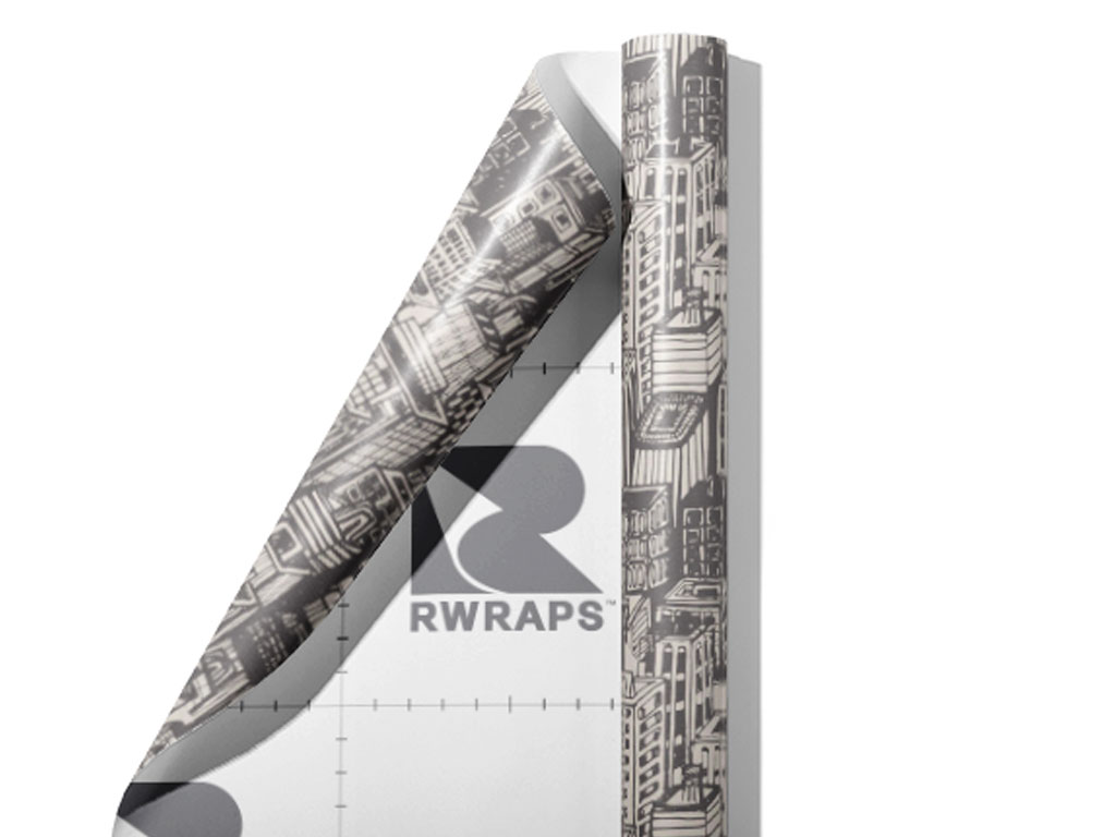 Gray Downtown Cityscape Wrap Film Sheets