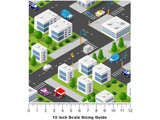 Lunch Rush Cityscape Vinyl Film Pattern Size 12 inch Scale