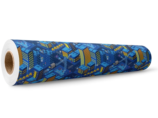 Midnight Construction Cityscape Wrap Film Wholesale Roll