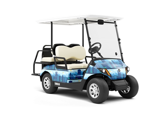 Misty Metropolis Cityscape Wrapped Golf Cart