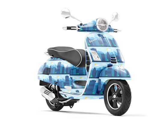 Misty Metropolis Cityscape Vespa Scooter Wrap Film