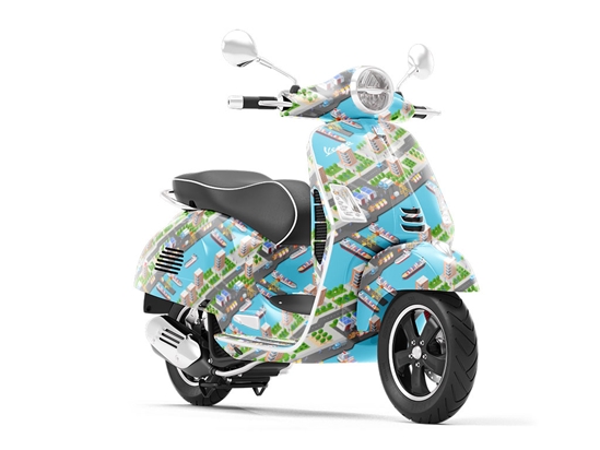 Ocean City Cityscape Vespa Scooter Wrap Film