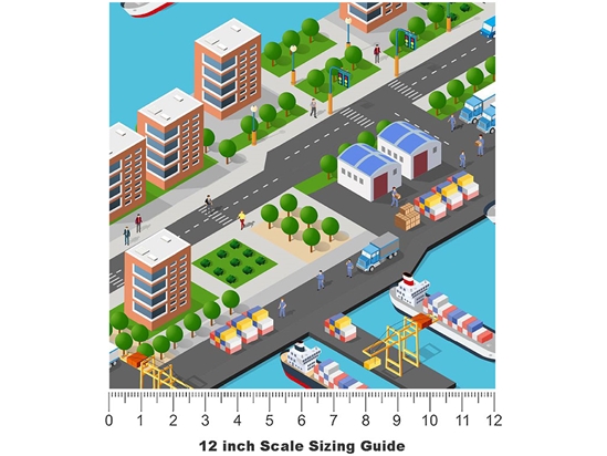 Ocean City Cityscape Vinyl Film Pattern Size 12 inch Scale