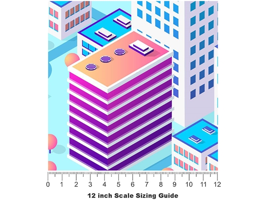 Office Buildings Cityscape Vinyl Film Pattern Size 12 inch Scale