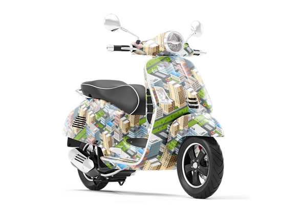 Office Carpool Cityscape Vespa Scooter Wrap Film