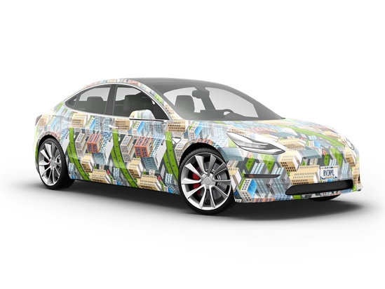 Office Carpool Cityscape Vehicle Vinyl Wrap