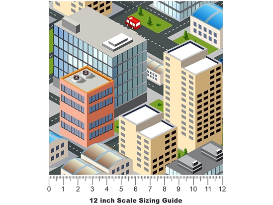 Office Carpool Cityscape Vinyl Film Pattern Size 12 inch Scale