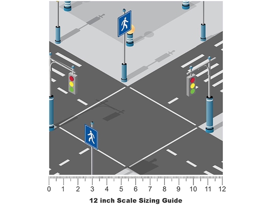 Pedestrian Crossing Cityscape Vinyl Film Pattern Size 12 inch Scale