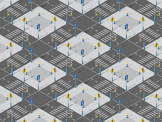 Pedestrian Crossing Cityscape Vinyl Wrap Pattern