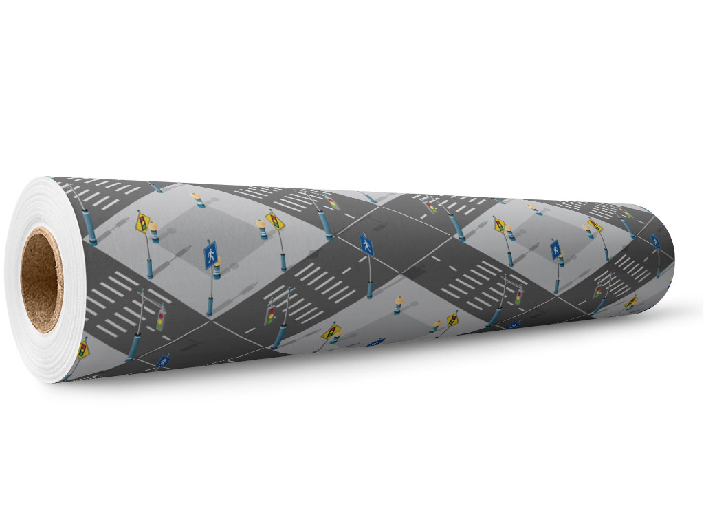 Pedestrian Crossing Cityscape Wrap Film Wholesale Roll