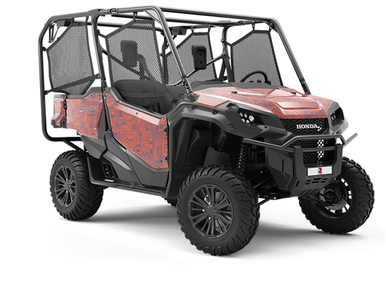 Red Downtown Cityscape Utility Vehicle Vinyl Wrap