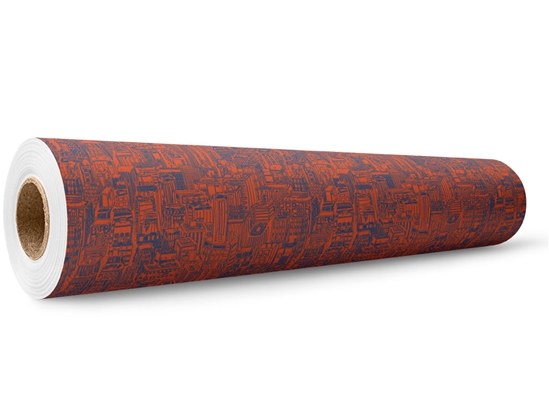 Red Downtown Cityscape Wrap Film Wholesale Roll