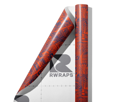 Red Downtown Cityscape Wrap Film Sheets