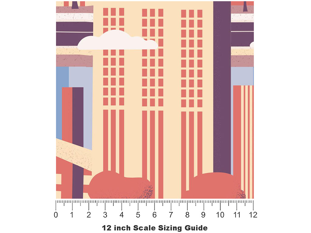 Sixties Utopia Cityscape Vinyl Film Pattern Size 12 inch Scale