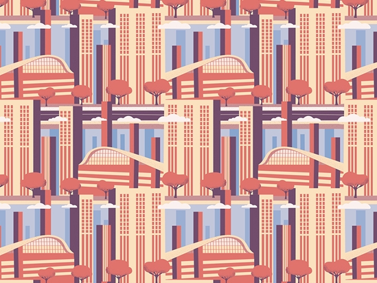 Sixties Utopia Cityscape Vinyl Wrap Pattern