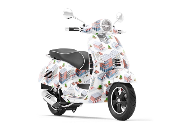 Small Town Sprawl Cityscape Vespa Scooter Wrap Film